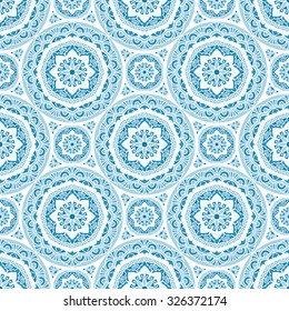 Seamless Pattern With Circle Ethnic Ornament. Abstract Background For Design