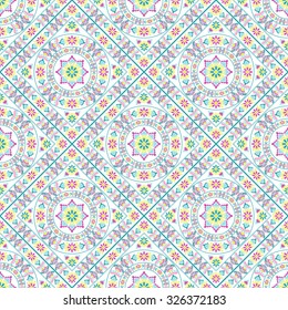 Seamless Pattern With Circle Ethnic Ornament. Abstract Background For Design