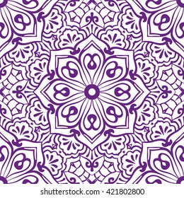Seamless Pattern With Circle Ethnic Ornament. Abstract Background For Design