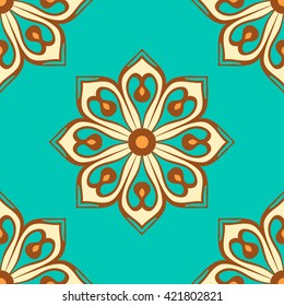 Seamless Pattern With Circle Ethnic Ornament. Abstract Background For Design