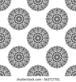 Seamless Pattern With Circle Ethnic Ornament. Abstract Background For Design