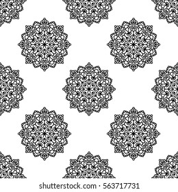 Seamless Pattern With Circle Ethnic Ornament. Abstract Background For Design