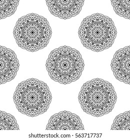 Seamless Pattern With Circle Ethnic Ornament. Abstract Background For Design