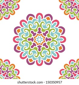 Seamless Pattern With Circle Floral Ornament