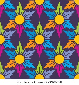 Seamless Pattern With Circle Floral Ornament. Abstract Background For Design