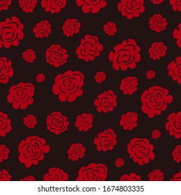 Seamless pattern with circle frames 'hand drawn roses'. Vector illustration. EPS 10