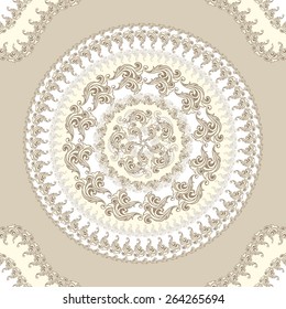Seamless pattern with circle ornament  in beige colors and Antique style for decorate different things