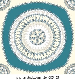 Seamless pattern with circle ornament  in beige blue colors and Antique style for decorate different things