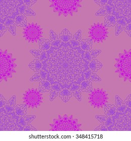 Seamless pattern with circle ornament. Ornamental  vector background for arabic, india, morocco. Design in style boho