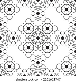 Seamless pattern with circle shape, black and white colour, modern design stripes background. Vector illustration.