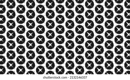 Seamless pattern. Circle and star motif. Simple black and white design. Can be used for posters, brochures, postcards, and other printing needs. Vector illustration