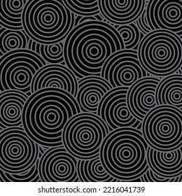 Seamless pattern with circles, Abstract white and black chaotic circles design pattern background. Psychedelic circles seamless pattern, doodle texture in bright color.
