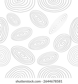 seamless pattern with circles. Abstract wood grain pattern in circular and oval shapes. Minimal wood texture pattern with hand-drawn circular rings.Vector illustration of stylized concentric wood ring