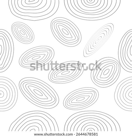 seamless pattern with circles. Abstract wood grain pattern in circular and oval shapes. Minimal wood texture pattern with hand-drawn circular rings.Vector illustration of stylized concentric wood ring