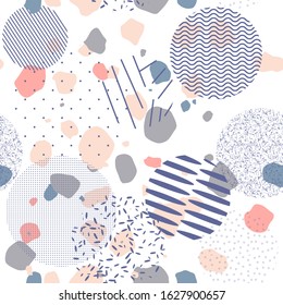 Seamless pattern with circles. Beautiful seamless pattern with hand-drawn elements. Vector print.