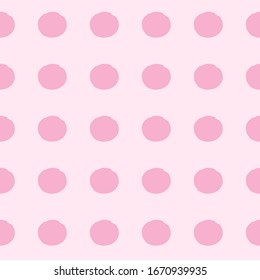 Seamless pattern of circles with bitten edges. Vector illustration in pink colors.