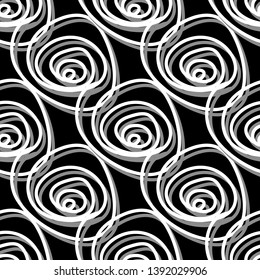 Seamless pattern with circles. Black and white. Abstraction. Vector