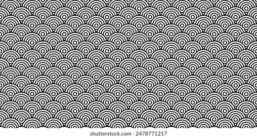 Seamless pattern with circles. Black and white line vector background. Creative and modern.