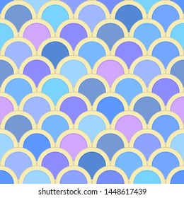 Seamless pattern from circles in blue. Effect mosaic or  fish scale. For decoration package or advertising  decorative cosmetic