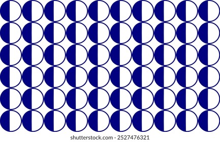 padrão sem costura com círculos, metade ponto azul, linha circular padrão de repetição, imagem completa, em fundo branco design para impressão de tecido, padrão de ponto redondo, xadrez de meio círculo,