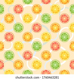 Seamless pattern of circles and citruses