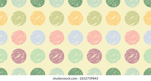 Padrão contínuo de círculos, colorido com lápis de cor brilhante, padrão de tecido para crianças, padrão de papel de embrulho, fundo de Páscoa. Padrão perfeito da Páscoa com ovos coloridos decorados 
