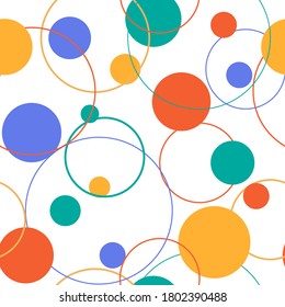 Seamless pattern of circles. Colorful template for Wallpaper, wrapping paper, clothing, fill, decor.