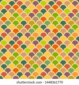 Seamless pattern from circles in colorful tones. Effect mosaic or  fish scale. For decoration package or advertising  decorative cosmetic