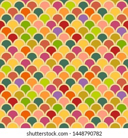 Seamless pattern from circles in colorful tones. Effect mosaic or  fish scale. For decoration package or advertising  decorative cosmetic