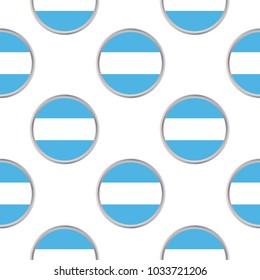 Seamless pattern from the circles with colors of the flag of Argentina. Vector illustration