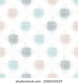 Seamless pattern of circles consisting of spring summer and polka dots linen fabric effects texture background pattern design.