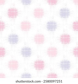Seamless pattern of circles consisting of summer red and orange and polka dots linen fabric effects texture background pattern design.