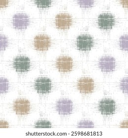 Seamless pattern of circles consisting of winter colours and polka dots linen fabric effects texture background pattern design.