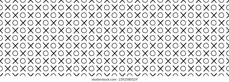 Seamless pattern of circles and crosses in black and white