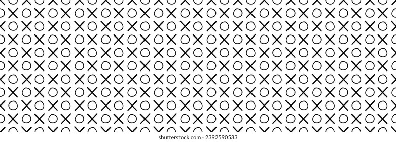 Seamless pattern of circles and crosses in black and white
