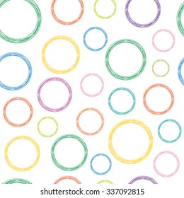 Seamless Pattern of Circles of Different Colors on White Background
