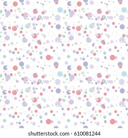 Seamless pattern of circles of different colors on white background. confetti abstract texture for web design, textiles, Wallpaper