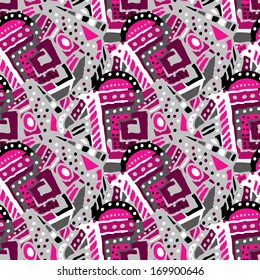 Seamless pattern of circles  in doodle style.