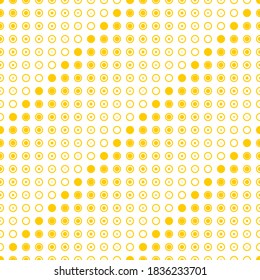 Seamless pattern of circles and dots. Geometric orange background.