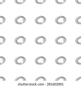 Seamless pattern of circles drawn by pen. Stroke and stripes dirty creative business pattern design.