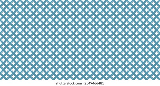 Patrón sin fisuras de círculos y elipses que forman un espacio negativo de forma cruzada. Azul, textil, ropa. Vector