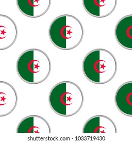 Seamless pattern from the circles with flag of Algeria. Vector illustration