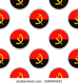 Seamless pattern from the circles with flag of Angola. Vector illustration