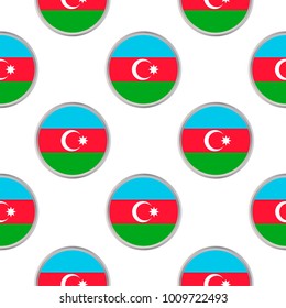 Seamless pattern from the circles with flag of Azerbaijan. Vector illustration 