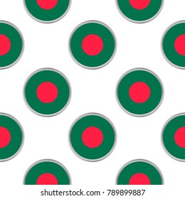 Seamless pattern from circles with flag of Bangladesh. Vector illustration