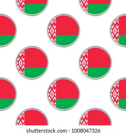Seamless pattern from circles with flag of Belarus. Vector illustration