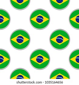 Seamless pattern from the circles with the flag of  Brazil. Vector illustration