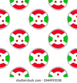 Seamless pattern from the circles with flag of Burundi. Vector illustration