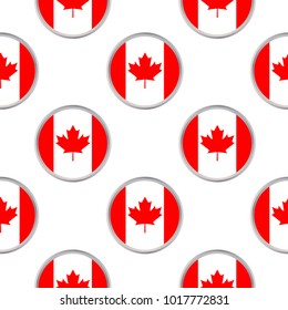 Seamless pattern from the circles with flag of Canada. Vector illustration 