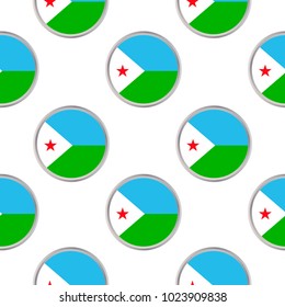 Seamless pattern from the circles with flag of Djibouti. Vector illustration